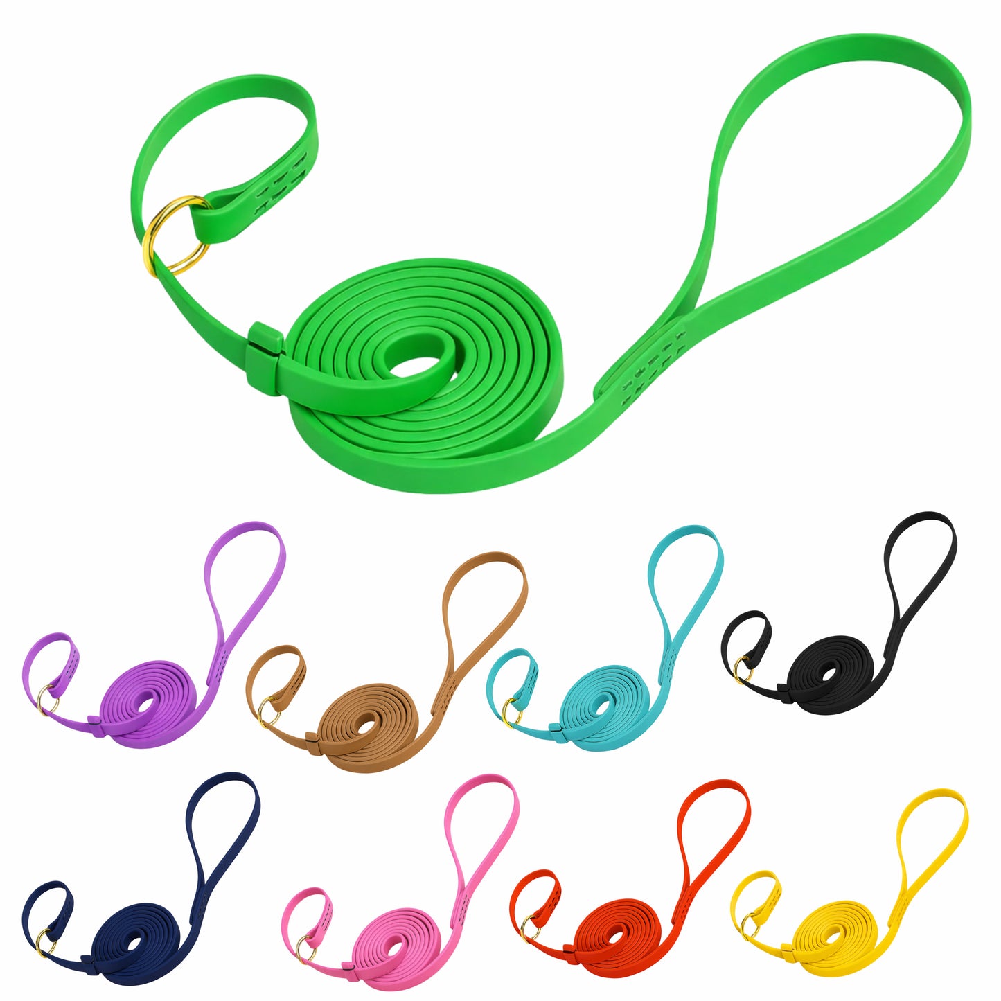 רצועת סליפ ליש לכלב עשויה מביאוטן- רצועה עם קולר חנק מובנה במגוון צבעים