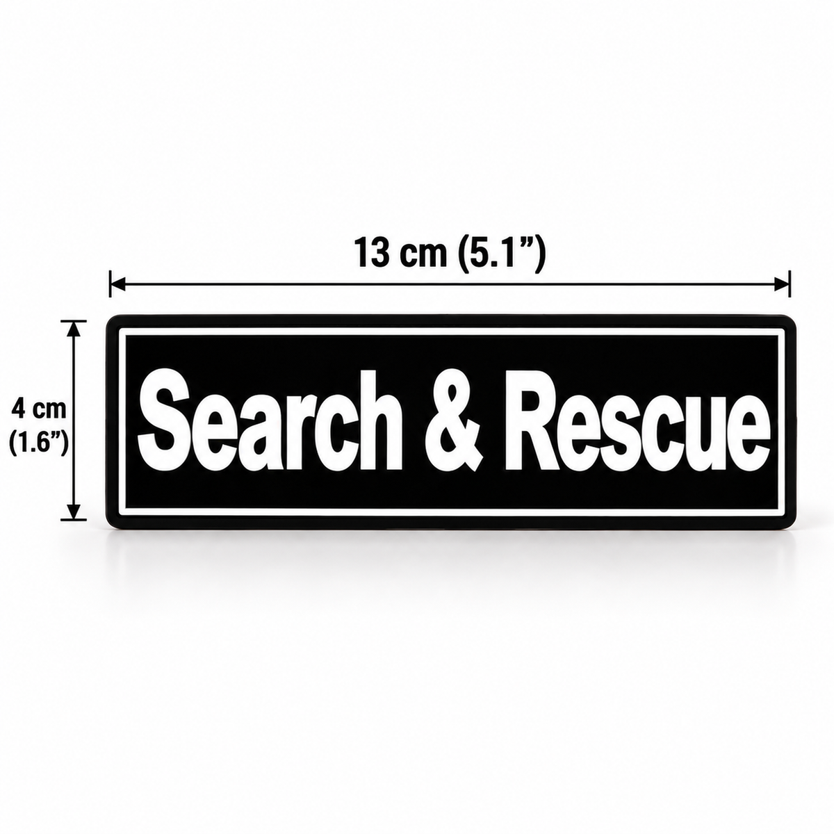 פאץ' מודפס SEARCH & RESCUE לכלב חיפוש והצלה בגודל 13×4 ס"מ עם גב סקוטש, סט 2 יחידות - K9-Industries