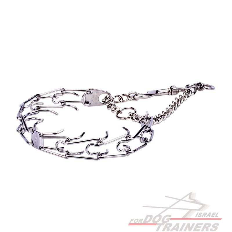 קולר דוקרנים איכותי עשוי מנירוסטה (תוצרת גרמניה) + אבזם לפתיחה מהירה- לכלבים בינוניים - FOR DOG TRAINERS- ISRAEL