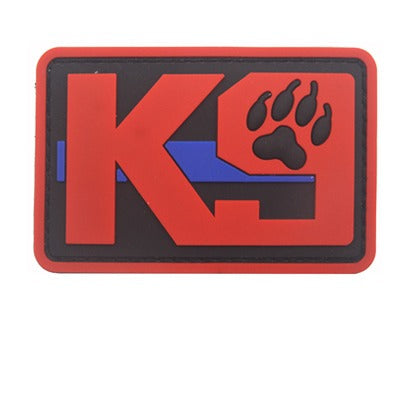 פאץ' K9 PVC אדום עם פס כחול 8x5 ס"מ עם סקוץ' - FOR DOG TRAINERS ישראל