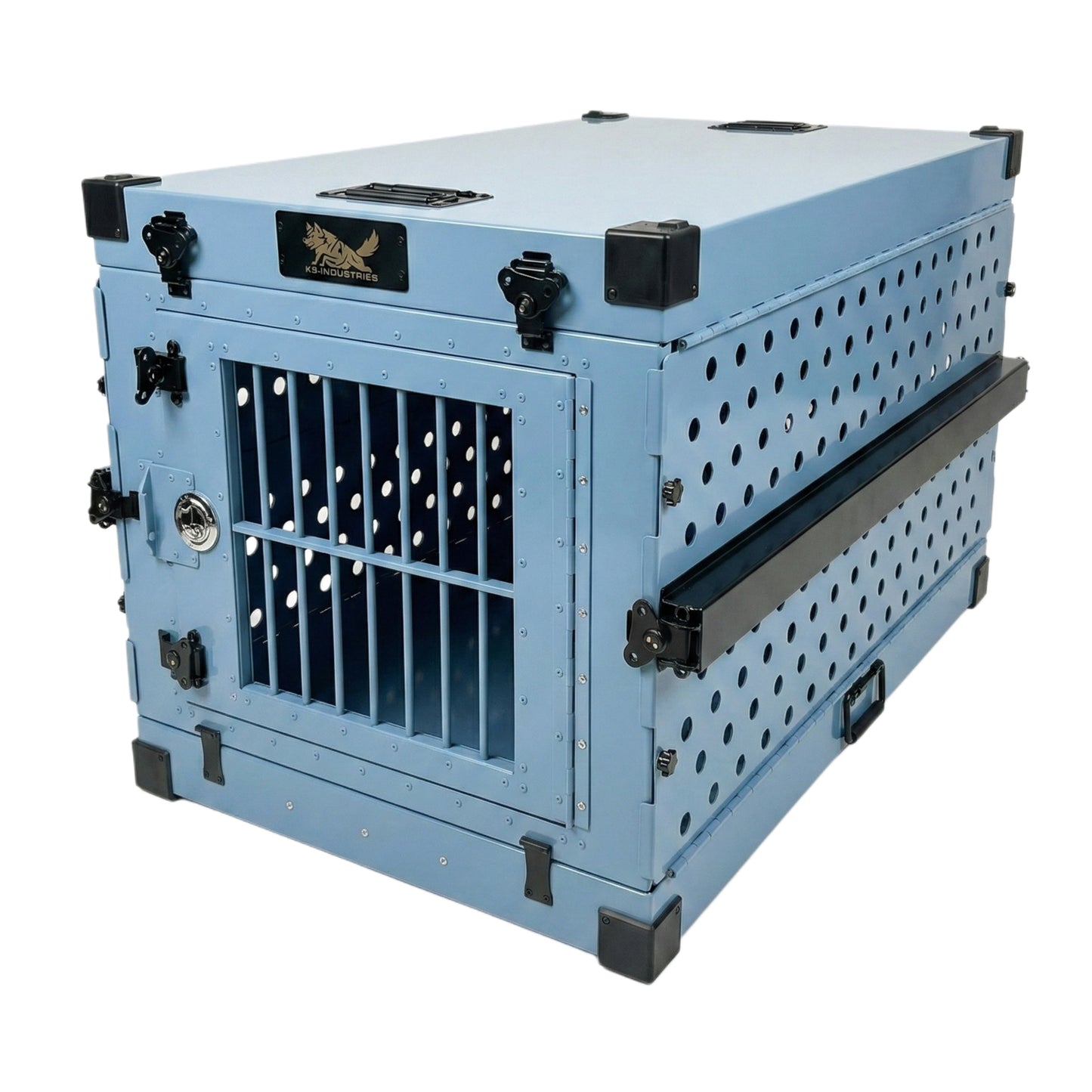 כלוב אלומיניום מחוזק לכלב- ניתן לקיפול-כחול מטאלי 92 ס"מ