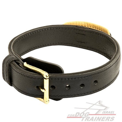קולר לכלב מעור דו-שכבתי עם ידית אחיזה נוחה - FOR DOG TRAINERS- ISRAEL