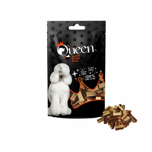 חטיף לכלב קוביות סנדוויץ ברווז ודג בקלה 80 גרם Queen - FOR DOG TRAINERS- ISRAEL