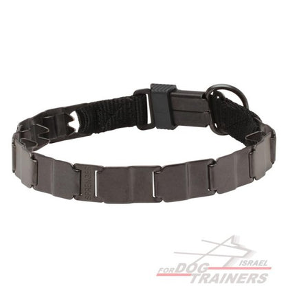 קולר דוקרנים לכלבים בעלי פרווה קצרה- עשוי פלדת אל-חלד מושחרת - FOR DOG TRAINERS- ISRAEL
