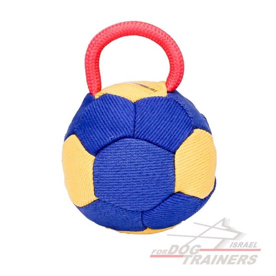 כדור לכלבים לאימונים מפשתן צרפתי עם ידית - FOR DOG TRAINERS- ISRAEL