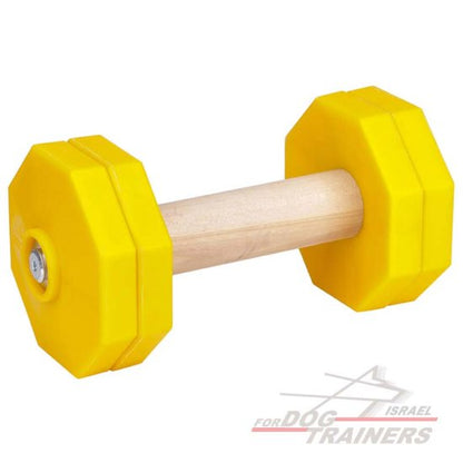 משקולת עץ לאילוף כלבים עם צלחות משקל צהובות נשלפות - 1 ק"ג - FOR DOG TRAINERS- ISRAEL