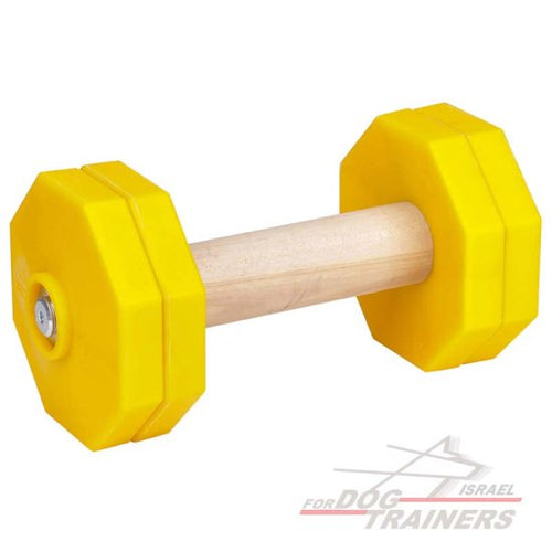 משקולת עץ לאילוף כלבים עם צלחות משקל צהובות נשלפות - 1 ק"ג - FOR DOG TRAINERS- ISRAEL