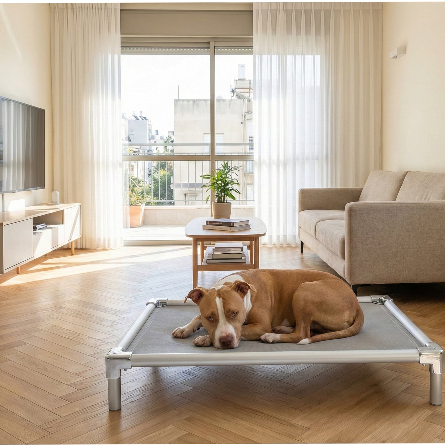 מיטת כלבים אורטופדית מאלומיניום גודל ענק 127 ס"מ אורך – עמידות ואיכות במחיר משתלם