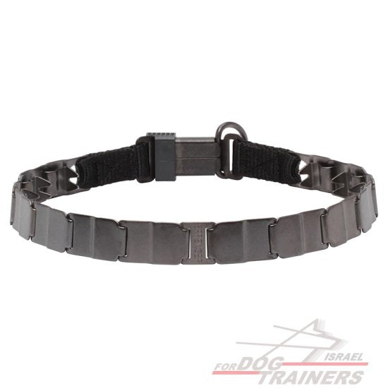 קולר דוקרנים עשוי פלדת אל-חלד מושחרת- לכלבים בעלי פרוה קצרה - FOR DOG TRAINERS- ISRAEL