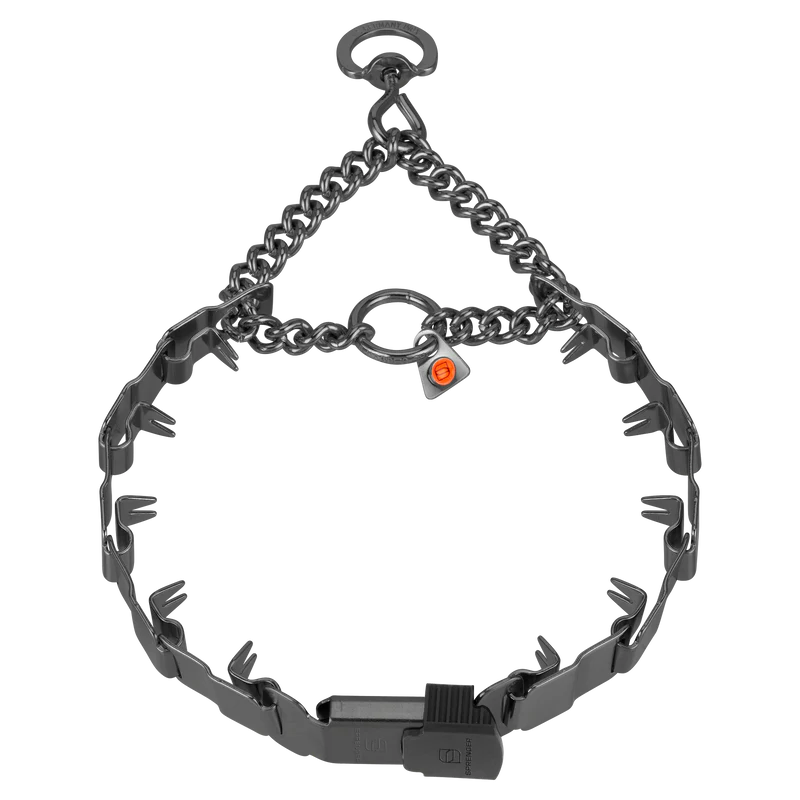 קולר NECK TECH דוקרנים נירוסטה מושחרת עם אבזם 60 ס"מ - FOR DOG TRAINERS ישראל
