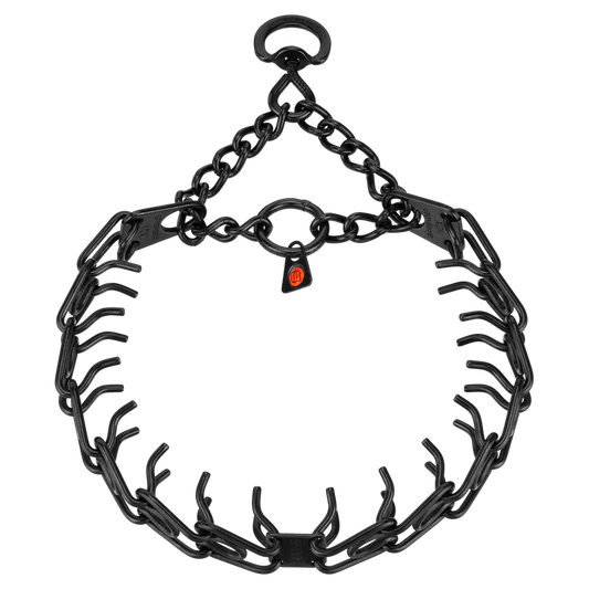 קולר דוקרנים חוליות צפופות - גודל בינוני- עשוי פלדת אל חלד מושחרת