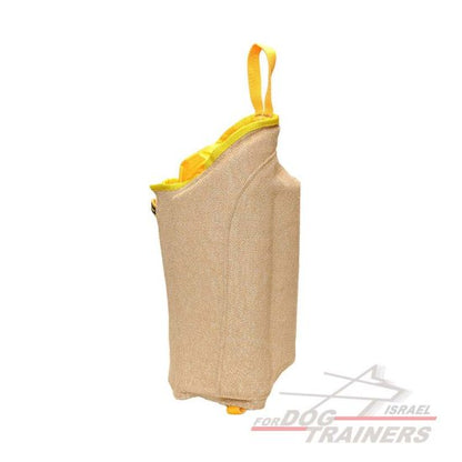 שרוול נשיכה לרגל עם אזור נשיכה מחוזק- עשוי מבד יוטה - FOR DOG TRAINERS- ISRAEL