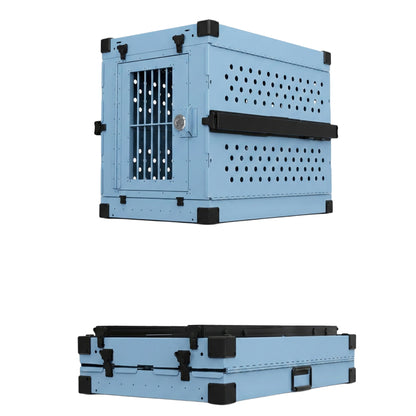 כלוב אלומיניום מחוזק לכלב- ניתן לקיפול-כחול מטאלי 92 ס"מ