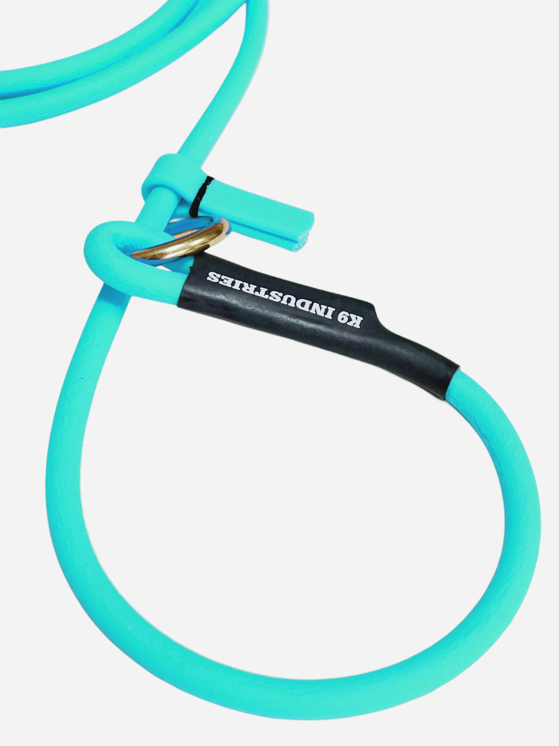 רצועת לאסו/ רצועת סליפ ליש לכלב עשויה מביאוטן עגול- עם קולר חנק מובנה 6 מ"מ טורקיז - FOR DOG TRAINERS- ISRAEL