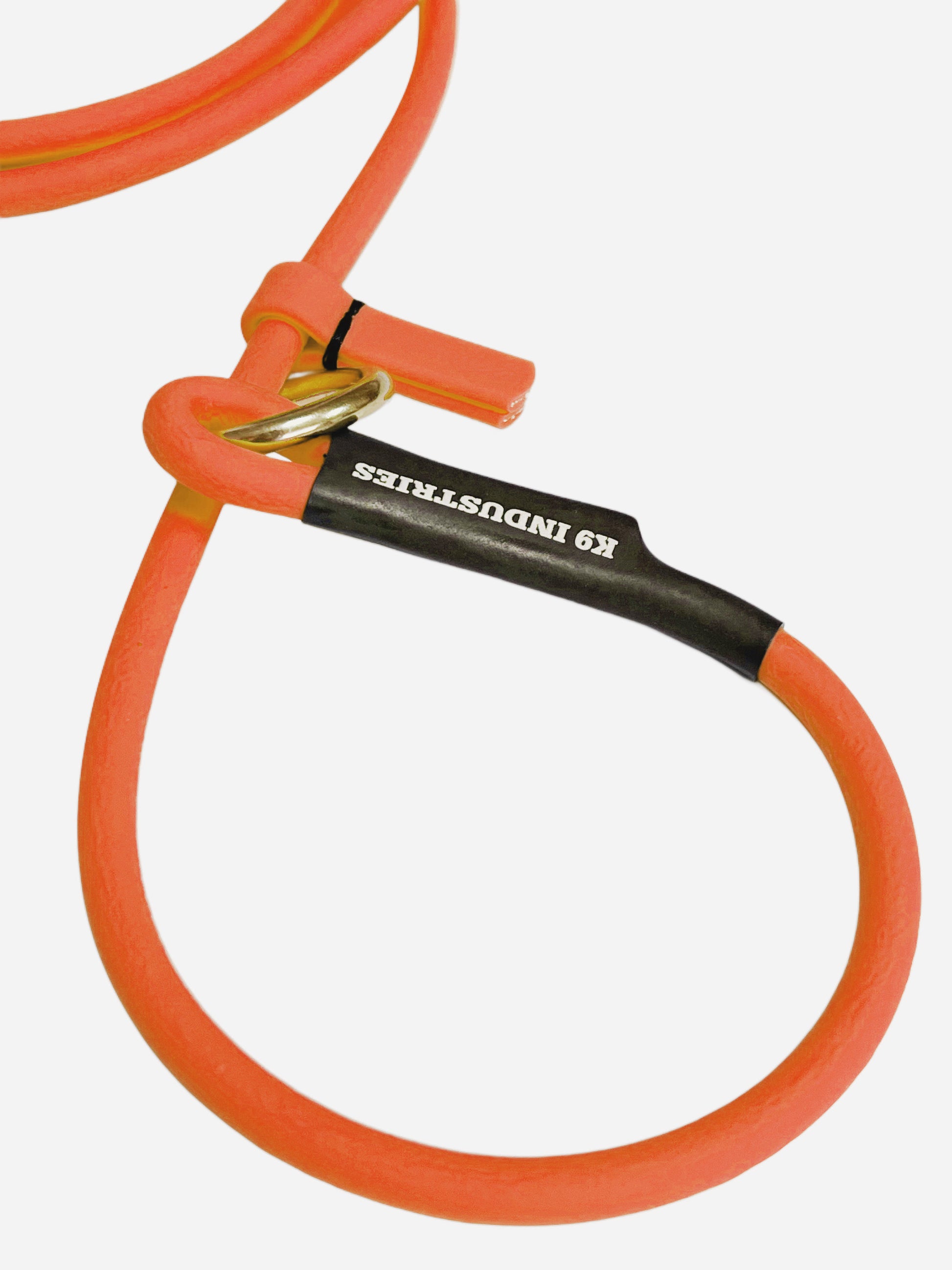 רצועת לאסו/ רצועת סליפ ליש לכלב עשויה מביאוטן עגול- עם קולר חנק מובנה 6 מ"מ כתום - FOR DOG TRAINERS- ISRAEL