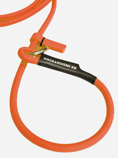 רצועת לאסו/ רצועת סליפ ליש לכלב עשויה מביאוטן עגול- עם קולר חנק מובנה 6 מ"מ כתום - FOR DOG TRAINERS- ISRAEL