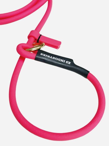 רצועת לאסו/ רצועת סליפ ליש לכלב עשויה מביאוטן עגול- עם קולר חנק מובנה 6 מ"מ ורוד - FOR DOG TRAINERS- ISRAEL