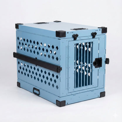 כלוב אלומיניום מחוזק לכלב- ניתן לקיפול-כחול מטאלי 92 ס"מ