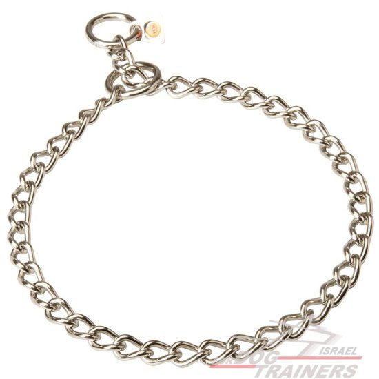 קולר חנק לכלב מנירוסטה עם תווית איכות - FOR DOG TRAINERS- ISRAEL