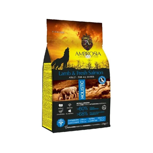 ambrosia אמברוסיה- מזון לכלב, כבש וסלמון 12 ק"ג - FOR DOG TRAINERS- ISRAEL