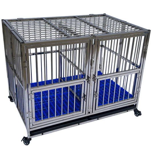 כלוב נירוסטה מחוזק 95 ס"מ לכלבים