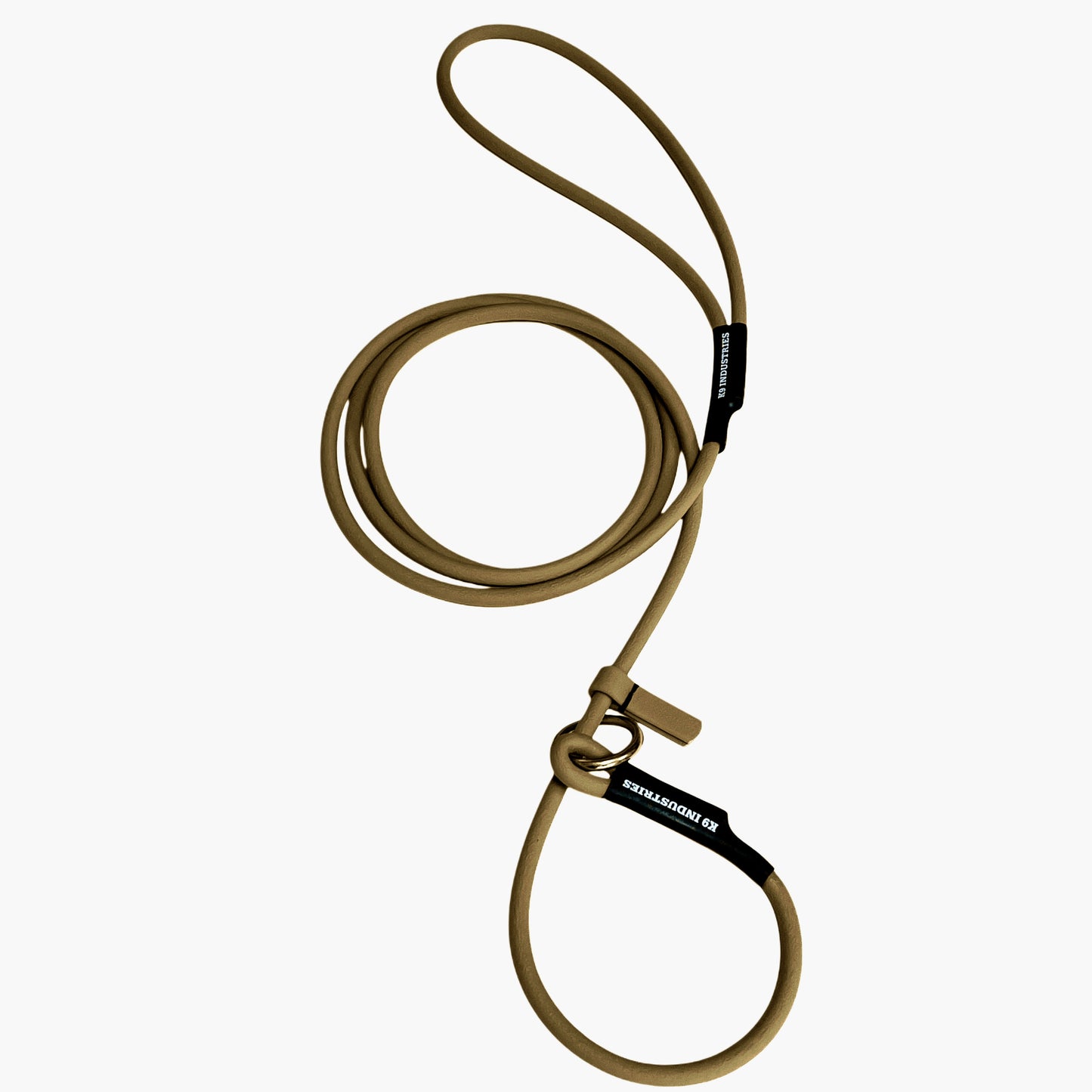 רצועת לאסו/ רצועת סליפ ליש לכלב עשויה מביאוטן עגול- עם קולר חנק מובנה 6 מ"מ- חאקי/ מדברי - FOR DOG TRAINERS- ISRAEL