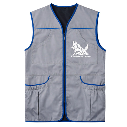 ווסט מקצועי למאלפי כלבים – ווסט אימונים פרקטי, איכותי ועמיד לשימוש יומיומי בצבע אפור