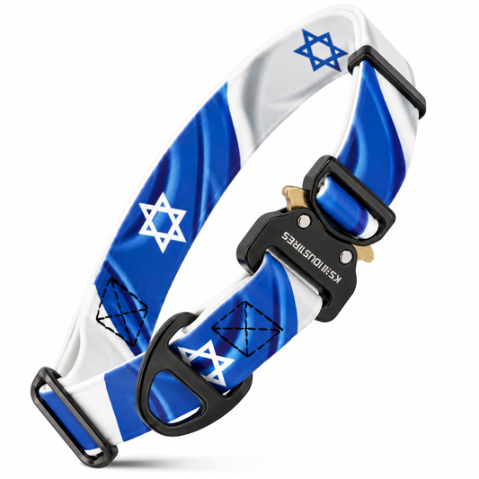 קולר מקצועי 25 מ"מ לשימוש יומיומי עם הדפס ייחודי של דגל ישראל-עמיד למים