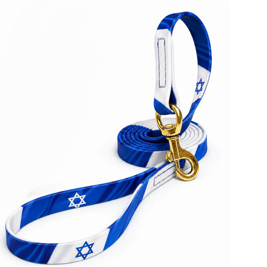 רצועה לכלב עשויה מביאוטן- איכותית ועמידה במיוחד עם הדפס דגל ישרלא *מהודרה מוגבלת*