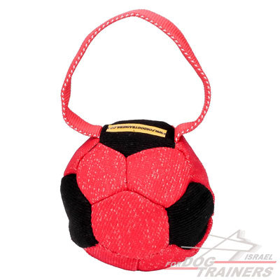 כדור נשיכה בצורת כדורגל + ידית אחיזה! - FOR DOG TRAINERS- ISRAEL