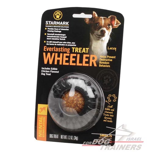 צעצוע בצורת גלגל דיספנסר חטיפים מגומי מיוחד לגזעי כלבים קטנים - FOR DOG TRAINERS- ISRAEL