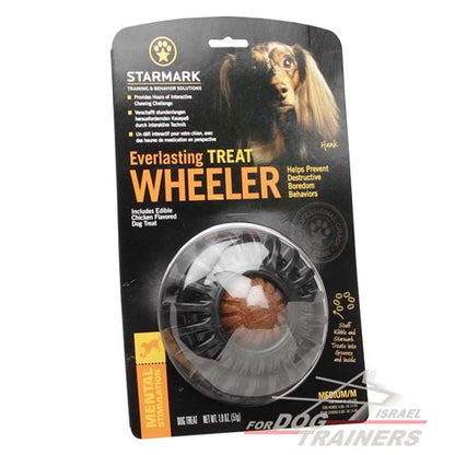 צעצוע בצורת גלגל דיספנסר חטיפים מגומי מיוחד לגזעי כלבים בינוניים - FOR DOG TRAINERS- ISRAEL
