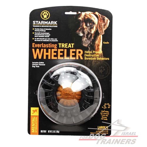 צעצוע בצורת גלגל דיספנסר חטיפים מגומי מיוחד לגזעי כלבים גדולים - FOR DOG TRAINERS- ISRAEL