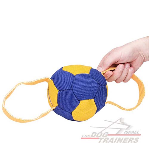 כדור לכלבים לאימונים מבד פשתן צרפתי עם 2 ידיות - FOR DOG TRAINERS- ISRAEL