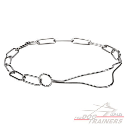 Stainless steel dog collar with fur-saving links for professional dog training