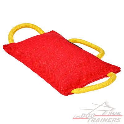 כרית נשיכה לכלב עם 3 ידיות מבד פשתן צרפתי - FOR DOG TRAINERS- ISRAEL