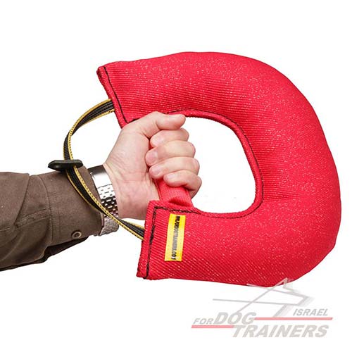 כרית נשיכה לכלב עם 2 ידיות מבד פשתן צרפתי - FOR DOG TRAINERS- ISRAEL