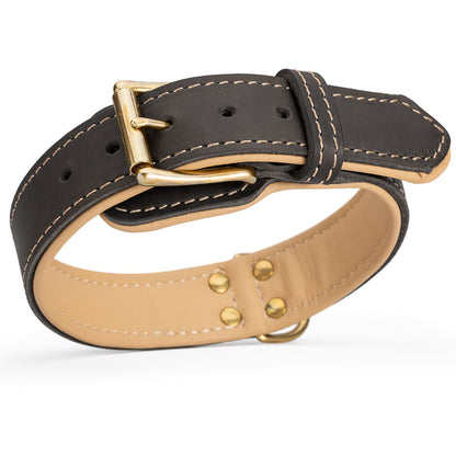 קולר לכלב מעור עם בטנה מנאפה - בסגנון מלכותי - FOR DOG TRAINERS- ISRAEL