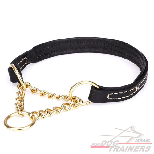 קולר חצי חנק מתכוונן- עבודת יד - FOR DOG TRAINERS- ISRAEL