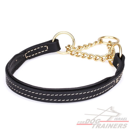 קולר חצי חנק מתכוונן- עבודת יד - FOR DOG TRAINERS- ISRAEL