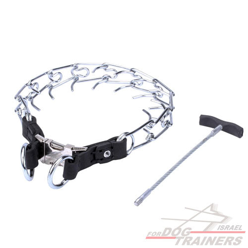 קולר חוליות עם ידית אחיזה ארוכה- 3.99 מ״מ - FOR DOG TRAINERS- ISRAEL