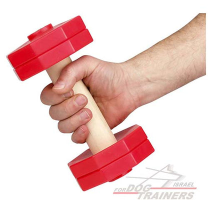 משקולת עץ לאילוף כלבים עם צלחות משקל אדומות נשלפות - 1 ק"ג - FOR DOG TRAINERS- ISRAEL