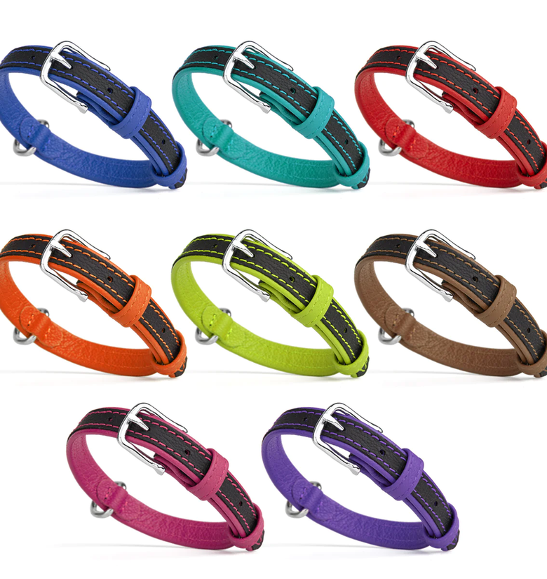 קולר שטוח משולב 2 צבעים- עשוי עור רך - FOR DOG TRAINERS- ISRAEL