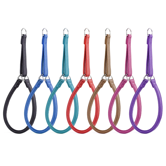 קולר חצי חנק לכלב - עשוי עור רך בגימור מעוגל - FOR DOG TRAINERS- ISRAEL