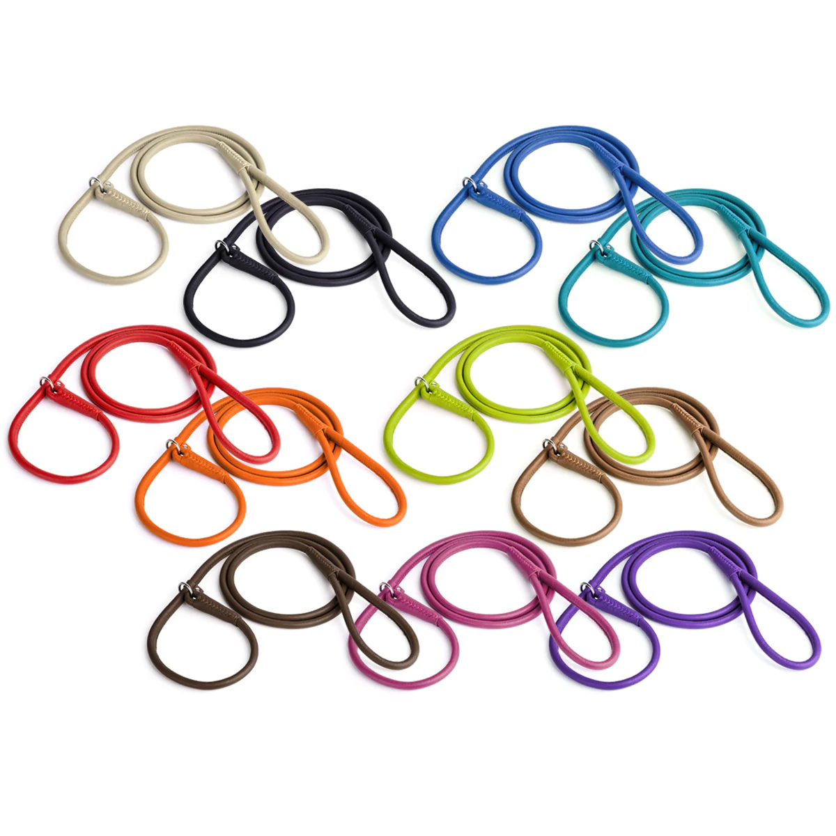 רצועת עור לכלב עם קולר חנק מובנה עשויה עור רך- סליפ ליש - FOR DOG TRAINERS- ISRAEL