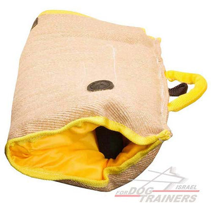 שרוול נשיכה לגורים וכלבים צעירים עשוי מיוטה עם ידית נוספת - FOR DOG TRAINERS- ISRAEL