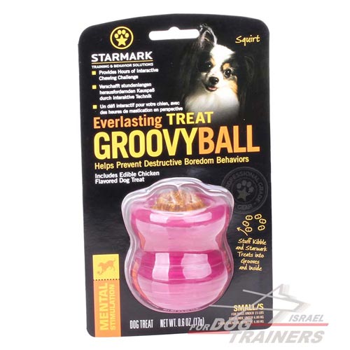 צעצוע דיספנסר חטיפים עשוי גומי ורוד לגזעי כלבים קטנים - FOR DOG TRAINERS- ISRAEL