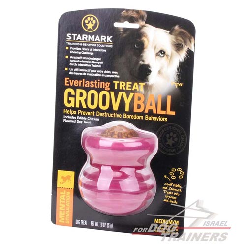 צעצוע דיספנסר חטיפים עשוי גומי ורוד לגזעי כלבים בינוניים - FOR DOG TRAINERS- ISRAEL