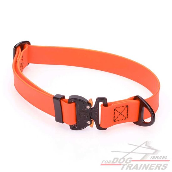 קולר מתכוונן לכלב בצבע כתום בוהק- עם נעילת קוברה מקורית - FOR DOG TRAINERS- ISRAEL