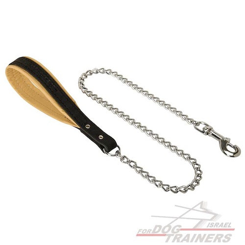 רצועה לכלב אקסקלוסיבית עם ידית עור (מיוצר בגרמניה על ידי Herm Sprenger) - FOR DOG TRAINERS- ISRAEL